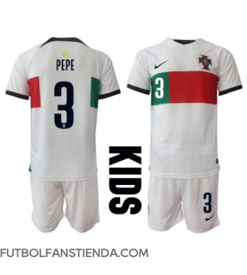 Portugal Pepe #3 Segunda Equipación Niños Mundial 2022 Manga Corta (+ Pantalones cortos)